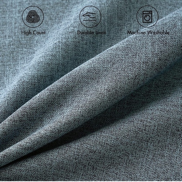 Pack of 2 Decorative Linen Burlap Pillow Covers Solid Throw 18x18 Dusty Blue. - Picture 2 of 9